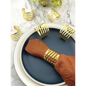Modern Gold Metal Napkin Ring Set for Wedding Table Decor Luxury Multistrand Design Serving Accessories for Hotel Restaurant - Product Image 1