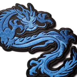 Patch brodé écologique Blue Dragon à coudre sur tissu en toile, forme irrégulière, applique décorative pour vêtements MAKRAH SPORTS - Product Image 3