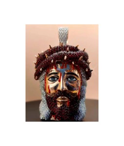 Collar con Colgante de Rostro de Cristo, con Incrustaciones de Diamantes de Imitación, Chapado en Oro, Aleación, Religioso, Cristiano, Unisex, para Uso Diario - Product Image 1