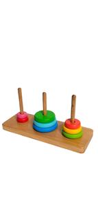 Tour de Hanoï en bois écologique, casse-tête avec 10 anneaux pour enfants, cadeau toutes saisons - Product Image 2