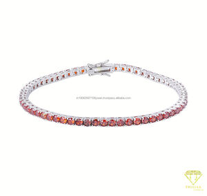 Women Elegant Sterling Silver Tennis <b>Bracelet</b> Emerald Green Cubic Zirconia Handmade Delicate Cut Green <b>Crystal</b> Fine Chain Link - Product Image 2