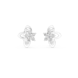 Juego de pendientes de diamantes cultivados en laboratorio con pétalos florales, engastados en oro blanco de 18 quilates, para mujer, para compromiso, boda, fiesta, regalo de San Valentín, uso diario - Product Image 1