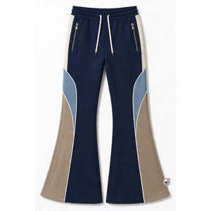 Mens Flare Pants <b>Elastic</b> <b>Waist</b> Drawstring Color Blocked Fashion Side Pockets Breathable Knitted Fabric Casual Style Autumn Wear - Product Image 1