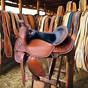 SELLE EN CUIR Western Horse, outillage floral, baril en daim