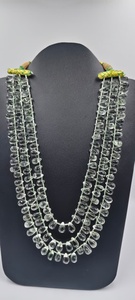 Natural Green Amethyst Smooth Pear Drops Multi Strand <b>Necklace</b> Handmade Bezel Setting Gemstone <b>Statement</b> Jewelry Wholesale Beads - Product Image 4