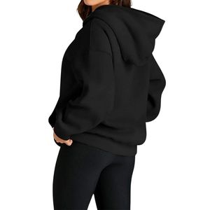 <b>Women</b> <b>Black</b> Oversized Hoodie Sweatshirt <b>Fleece</b> Pullover Kangaroo Pocket Custom Logo OEM Apparel Manufacturer - Product Image 2