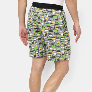 Pantalones Cortos de Pijama para Hombre con Estampado Geométrico Personalizado OEM, Transpirables, de Algodón, con Patrón Abstracto, Cintura Elástica con Cordón, Pantalones Cortos Casuales al por Mayor - Product Image 3