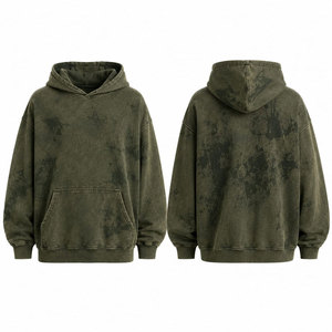 เสื้อฮู้ดโอเวอร์ไซส์ผู้ชาย ลายหัวใจสีแดงหยดเลือด ผ้าฝ้าย 100% เฟรนช์เทอร์รี่ สไตล์โกธิค ล้างสีแบบแอซิดวอช สำหรับฤดูหนาว - Product Image 4