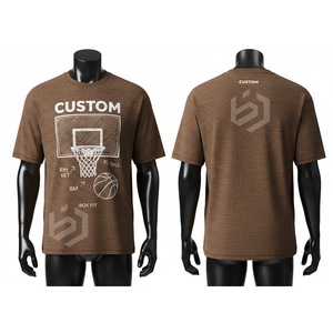 T-shirt surdimensionné personnalisé pour homme, manches courtes, col rond, motif imprimé lettres, style streetwear décontracté, bleu foncé, 100 % coton jersey - Product Image 6