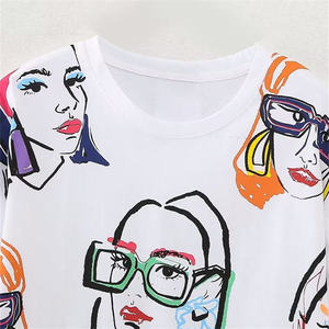 Proveedor de Fábrica de Camisetas para Mujer OEM, Camisetas de Algodón de Alta Calidad con Estampado y Bordado, Cuello Redondo, Corte Holgado para Marca Privada - Product Image 4