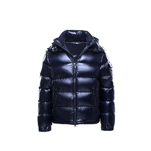 Men Black Hooded Puffer <b>Jacket</b> Down Filled Windproof Winter Casual Coat Regular Fit Zipper Closure Solid Color 2026 - Product Image 2