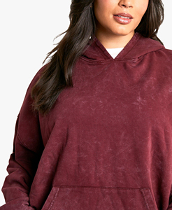 Sudadera con Capucha Extra Grande para Mujer, Color Sólido, Felpa de Algodón, para Otoño, con Bolsillos, Estilo Tejido de Longitud Regular - Product Image 1