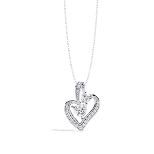 Classic 14K <b>Solid</b> <b>Gold</b> Heart IGI certified and Round Cut Set Lab Diamond Solitaire <b>Pendant</b> Necklace for Women Party Gift - Product Image 4