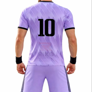 Conjunto de Uniforme de Fútbol Unisex para Adultos, 100% Poliéster, Cuello Redondo, Manga Corta, Diseño Sólido, Teñido, Secado Rápido, Logotipo Frontal - Product Image 6