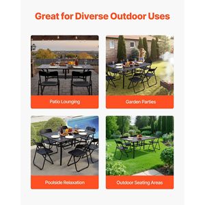 Tavolo da Pranzo da Esterno da 59 Pollici con Foro per Ombrellone da 1,5 Pollici, Rettangolare in Metallo e Acciaio, per 4-6 Persone, per Giardino e Bistrot - Product Image 6