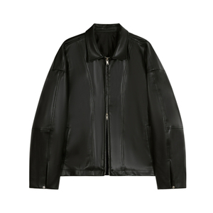 Customized Fitted Men's <b>Leather</b> Jacket Winter Stand Collar Front Logo Zipper Closure Casual Quick Dry Breathable High Quality - Product Image 3