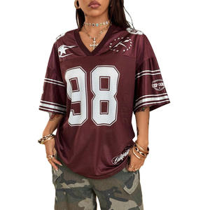 Camiseta de Fútbol para Mujer, 100% Poliéster, Transpirable, Estilo Urbano, Talla Grande, Número 88, Color Borgoña, Deportiva, Informal, OEM - Product Image 1