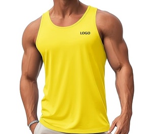 Bright <b>Yellow</b> Plus Size Men Tank <b>Top</b> Sleeveless Fitness <b>Vest</b> Sports Training Camisole Custom Logo - Product Image 1