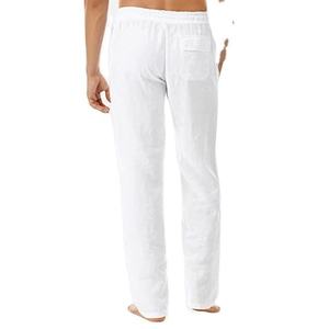 Customized Men's Casual Slim Straight Leg <b>Trousers</b> Pants 100% Cotton Canvas Midweight Elasticated Mid Waist High Street Style - Product Image 3