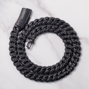 Nouvelle mode Collier cubain Hip Hop Rock plaqué or 18 carats 13 mm avec diamants noirs de laboratoire certifiés IGI - Product Image 4