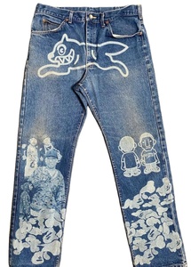 Custom Made High Waist Hip Hop Denim Jeans Acid Wash Laser Print Digital Print Distress Embroidered Water Print - Product Image 4