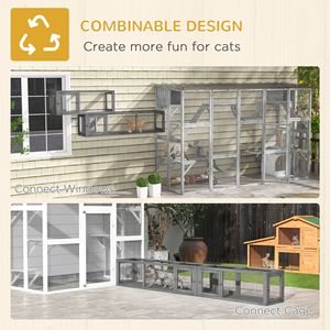 Tunnel per Gatti da Esterno in Legno da 98 Pollici con Design Combinabile e 8 Porte Grigio Scuro - per Tubi Tunnel per Animali Domestici e Ruote per Esercizio - Product Image 4