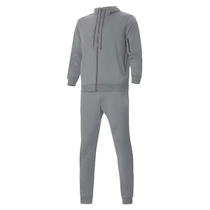 Men's Black Hooded Tracksuit Full <b>Zip</b> Solid Color Casual Autumn Wear Regular Fit With Side Pockets 100% Cotton - Product Image 2