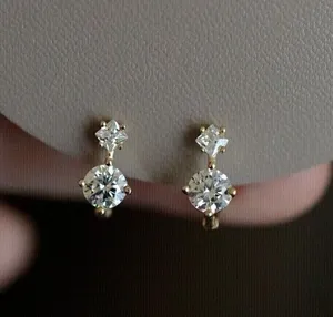 1.5Ct IGI Certified Lab-Grown Diamond Two Stone Drop & <b>Dangle</b> <b>Earring</b> 925 <b>Silver</b> - Product Image 1