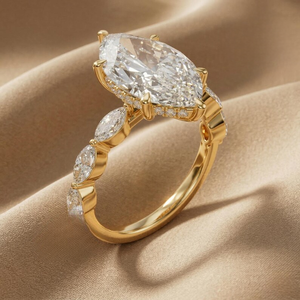 Special Design for Women Lab Grown Diamond Marquise Cut Gold Plated <b>Ring</b> IGI Certified VVS-VS Clarity <b>Indian</b> Manufacturer - Product Image 2