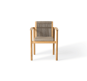 Silla de Comedor de Madera de Teca Sólida para Exteriores, Silla de Jardín Moderna y Minimalista con Cojín Impermeable para Patio, Terraza, Balcón, Villa - Product Image 3