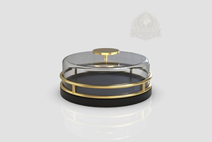 Cúpula de Cristal Redonda de Lujo para Tartas con Soporte, Base para Tartas Negra y Dorada, Israel y Palestina, Soporte Premium para Exhibición de Postres - Product Image 3