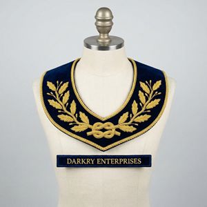 Servicio de Fabricación de Cuellos de Lana Azul Oscuro con Bordado de Hilo de Oro Hecho a Mano y Diseño de Trigo - Product Image 2