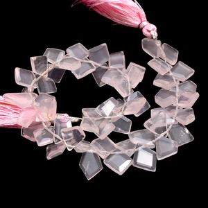AAA+ Quartz 6x8mm-7x10mm Faceted Nugget Beads Natural Pink Rose Quartz Semi Precious Gemstone Step Cut Tumbled Beads For Jewelry - Product Image 1