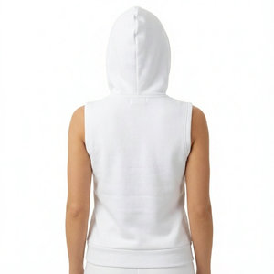 Gilets à capuche sans manches pour femmes, coupe régulière, style streetwear décontracté et élégant, avec fermeture éclair intégrale, logo de marque personnalisé, couleurs variées, prix de gros - Product Image 3