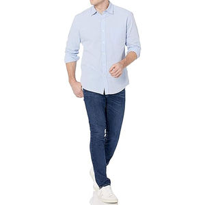 Chemise habillée formelle à manches longues pour homme, 100 % coton, sergé respirant, fournisseur OEM en gros - Product Image 4