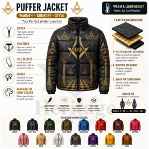 Chaqueta Acolchada Masónica Herencia Griega para Hombre, con Estampado por Sublimación, Cortavientos, para Fraternidad y Hermandad - Product Image 6