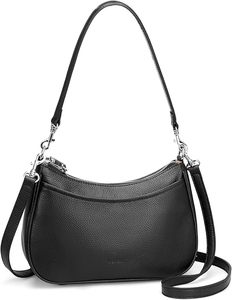 Bolso Hobo Clásico de Cuero Genuino de Alta Demanda para Mujer, Bolso de Hombro de 28x7.5x19 cm, Ligero, con Cierre de Cremallera, para Uso Diario, Color Negro, en Venta - Product Image 2