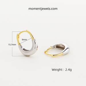 Elegantes Pendientes Geométricos de Plata de Ley 925 Chapados en Oro Real de 18K para Mujer, Aros de Plata Chapados en Platino Sin Piedras - Product Image 6