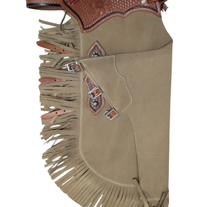 Chaparreras Vaqueras de Cuero Genuino Premium con Flecos, para Equitación, Rodeo y Rancho, Equipo de Protección para Piernas, Prendas Ecuestres Hechas a Mano - Product Image 2