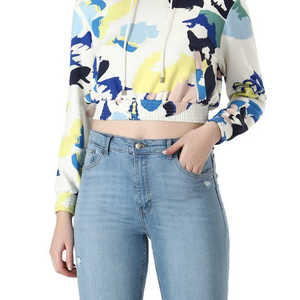 เสื้อฮู้ดครอปผู้หญิงสั่งทำโลโก้ขายส่ง เสื้อครอปท็อปผ้าฝ้ายสำหรับผู้หญิง ขายดี มีไซส์พลัส รับออกแบบ OEM - Product Image 6