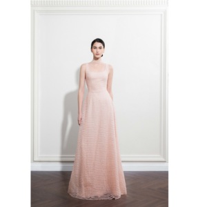 Vestido de Mujer de Alta Costura al por Mayor, Modelo ALESSIA LAYERING EMB DRESS con Acolchado de Cordón Cupro y Hilos Deshilachados a Mano - Product Image 1