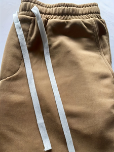 Men's Solid Color Blocked Panelled High Waist Drawstring Casual Breathable Windproof France Terry 100% Cotton Knitted Shorts - Product Image 3