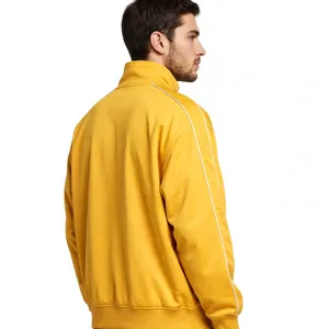 Veste de sport jaune moutarde pour homme, entièrement zippée, col montant, tenue d'entraînement athlétique, vêtement décontracté, logo personnalisé, vente en gros - Product Image 2