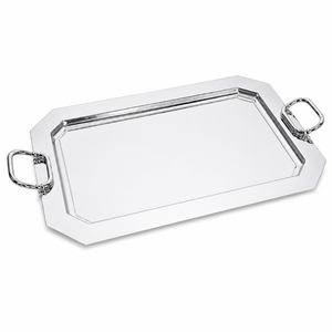 Bandeja de Servicio de Acero Inoxidable de Estilo Moderno al por Mayor, Plato Decorativo de Lujo Plateado para Restaurantes y Catering, Bandeja con Borde Festoneado - Product Image 5