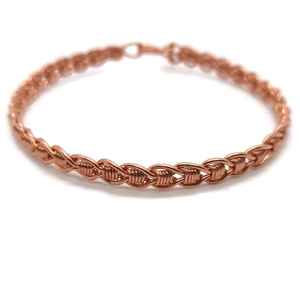 Pulsera tejida de cobre puro para mujer, brazalete envuelto en alambre, regalo del séptimo aniversario para esposa, hecho a mano - Product Image 5