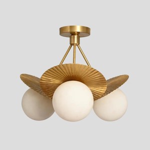 Modern Brass Ceiling Light Fixture with Double Globe Shades for Living Room Interior Decor - Product Image 3