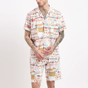 Conjunto de camiseta y pantalones cortos de algodón lavado de verano, talla grande, personalizado, para hombre, conjunto de 2 piezas, camiseta y pantalones cortos de algodón. - Product Image 1