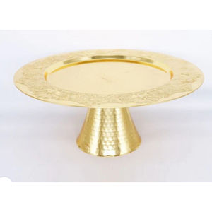 Soporte para pasteles de metal dorado martillado, diseño elegante, soporte decorativo para servir pasteles y cupcakes para el hogar y hoteles. - Product Image 4
