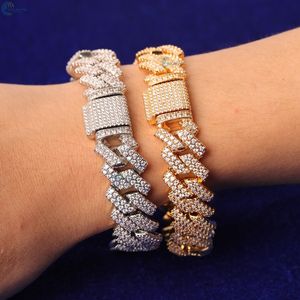 Pulsera de eslabones cubanos con diamantes cultivados en laboratorio, micro pavé, estilo hip hop, para él. - Product Image 3