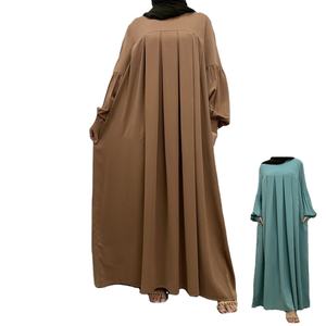 Abaya Informal de Moda para Mujer, Manga Murciélago, Color Sólido, Diseño Holgado, Talla Personalizada, Transpirable, Bordado, Mini Abaya Musulmana - Product Image 2